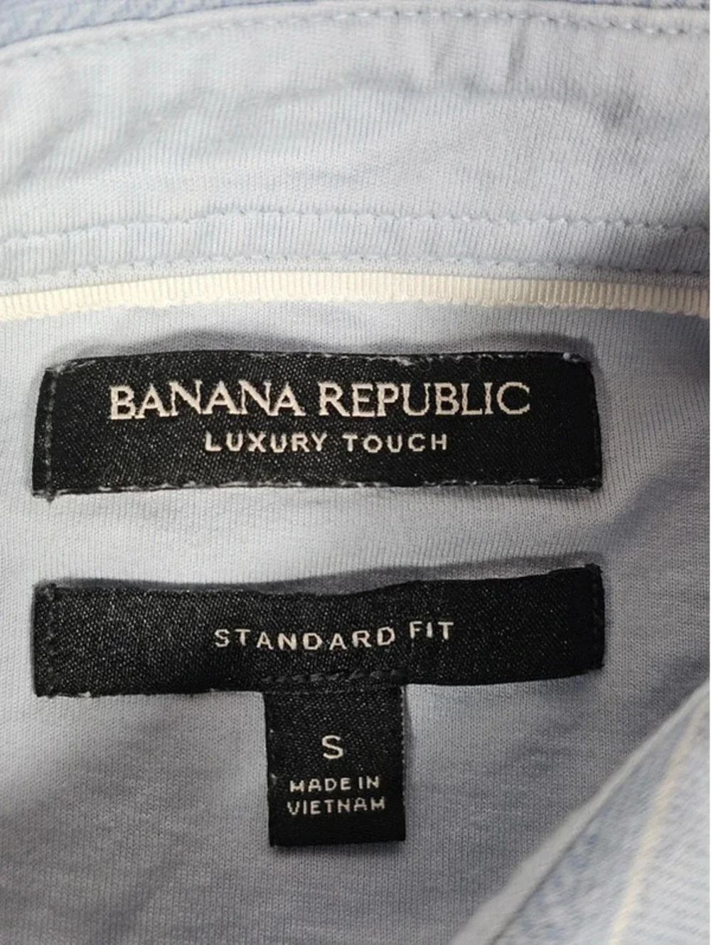 banana republic luxury touch mens blue stripe short sleeve polo shirt size small